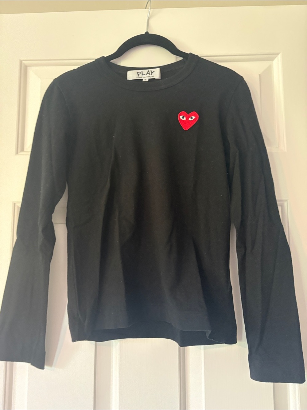 Comme des Garçons PLAY Black Long-Sleeve Kids Tee with Red Heart Patch